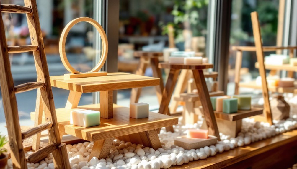 wooden soap display stands