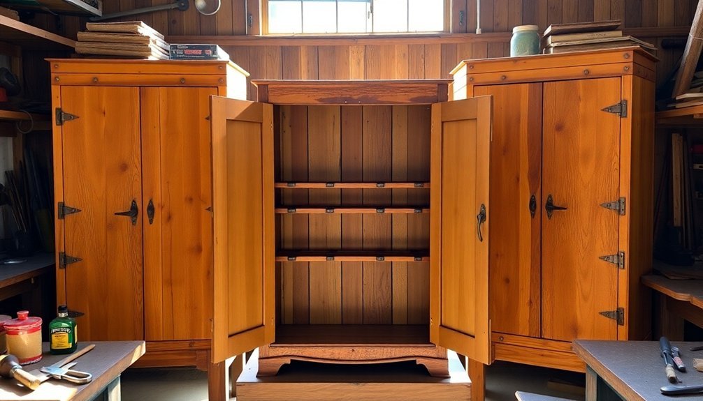 adjustable antique pine cabinets