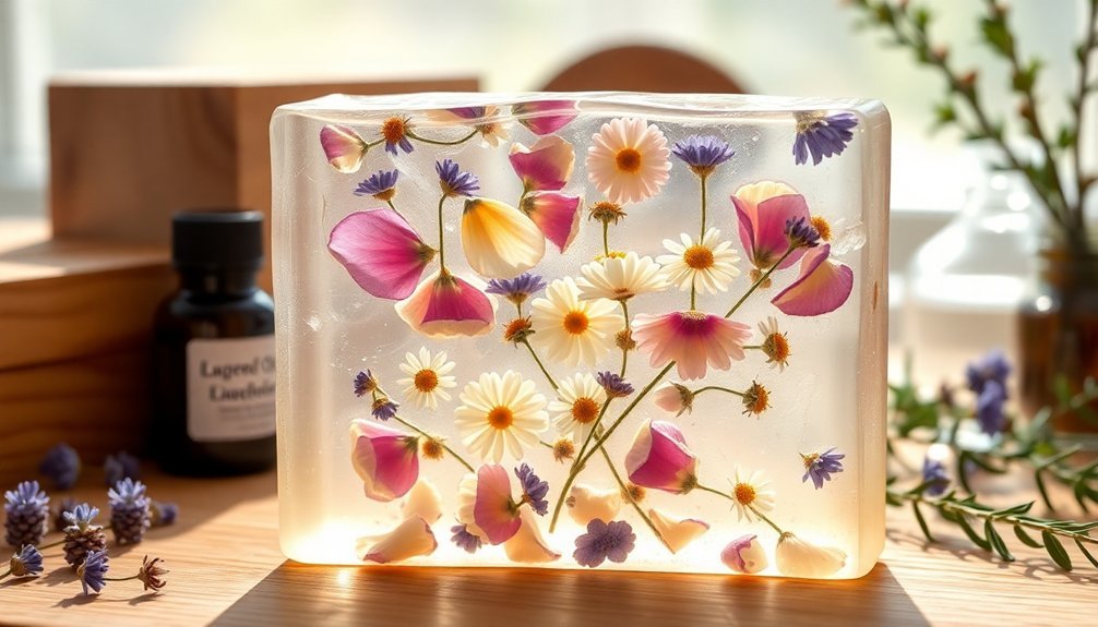 botanicals in clear soap