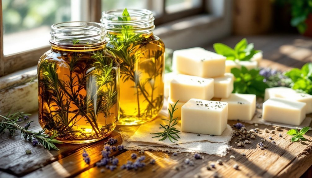 herb infused oil soap making