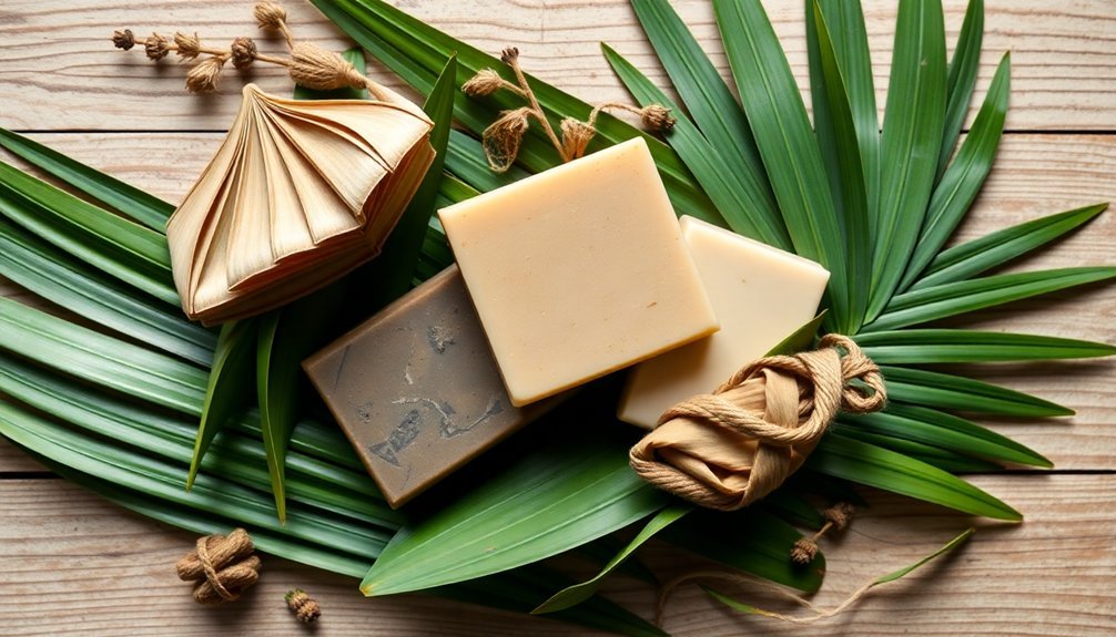 palm leaf soap presentation