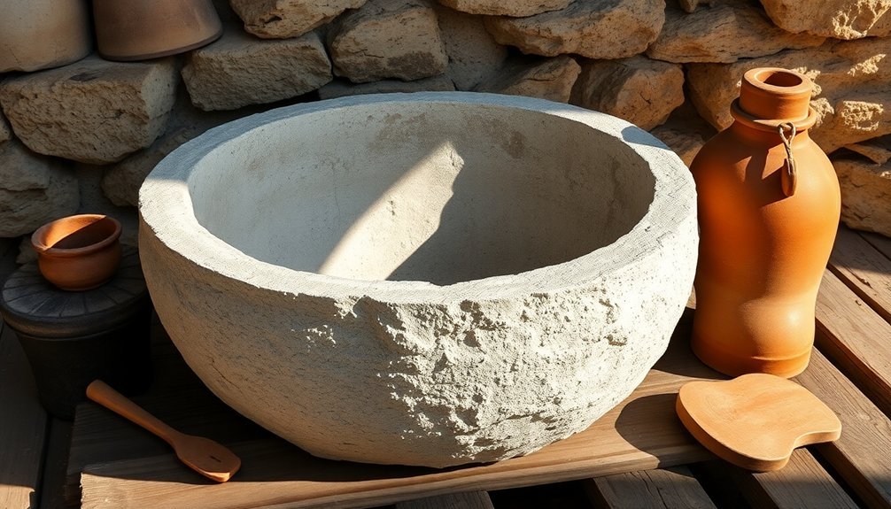 stone basin lye leaching