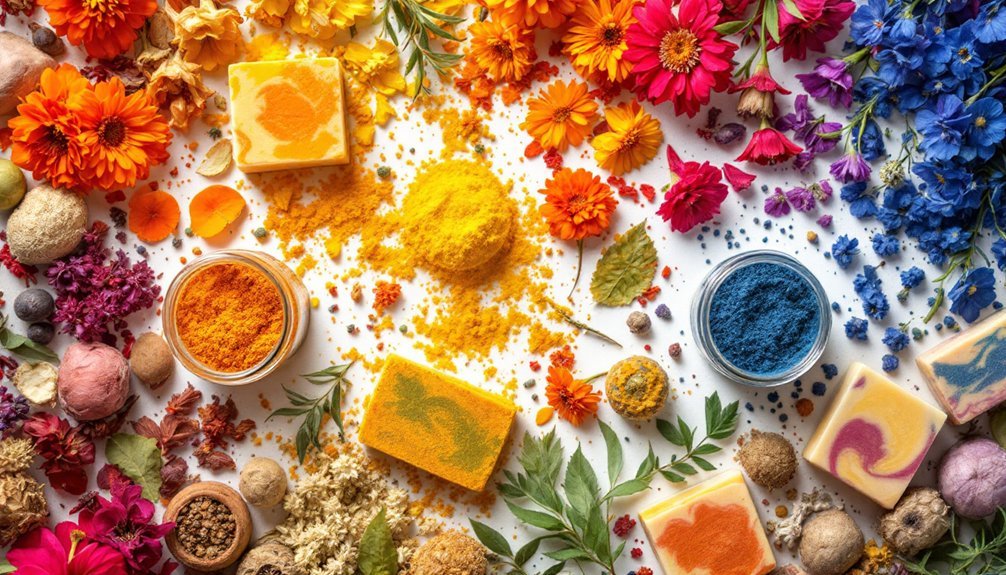 vibrant soap colors herbs