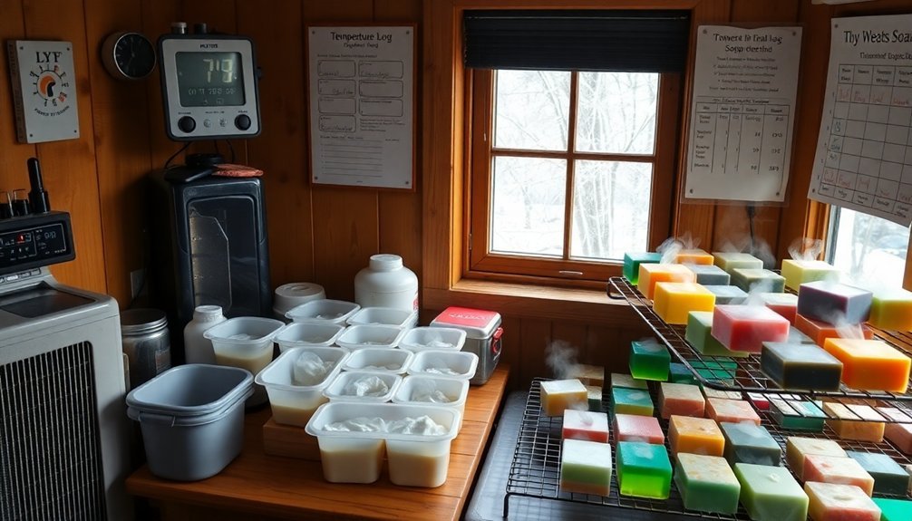 winter saponification workspace preparation