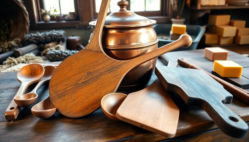 wooden cooking utensils collection